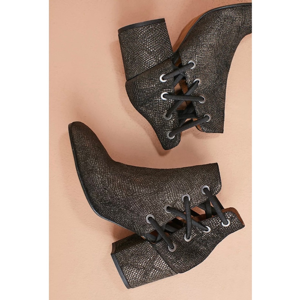 Hudson London "Kris Boots" Glitter Snake Skin Lace Up Booties from Anthropologie